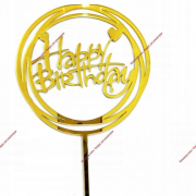 Топпер "Happy Birthday", круг с сердечками, золото - Кондитер плюс. Товары для кондитеров 