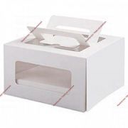 Коробка для торта с окном и ручками 26 х 26 х 13 см белая - Кондитер плюс. Товары для кондитеров 