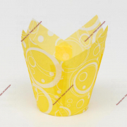Форма бумажная "Тюльпан", жёлтый с белыми кольцами, 5 х 8 см - Кондитер плюс. Товары для кондитеров 