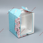 Складная коробка под маленький торт «Пионы», 15 × 15 × 18 см - Кондитер плюс. Товары для кондитеров 