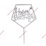 Топпер «С днём рождения», со стразами, цвет серебряный - Кондитер плюс. Товары для кондитеров 
