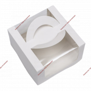 Коробка под бенто-торт с окном, белая, 14 х 14 х 8 см - Кондитер плюс. Товары для кондитеров 