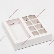 Коробка под 8 конфет + шоколад, с окном, белая, 17 х 5 х 17,5 х 3,7 см - Кондитер плюс. Товары для кондитеров 