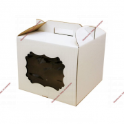 Коробка для торта, 30x30x30 см белая с ручками и окном - Кондитер плюс. Товары для кондитеров 